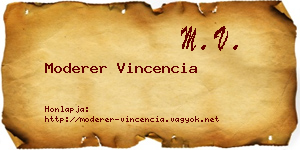 Moderer Vincencia névjegykártya